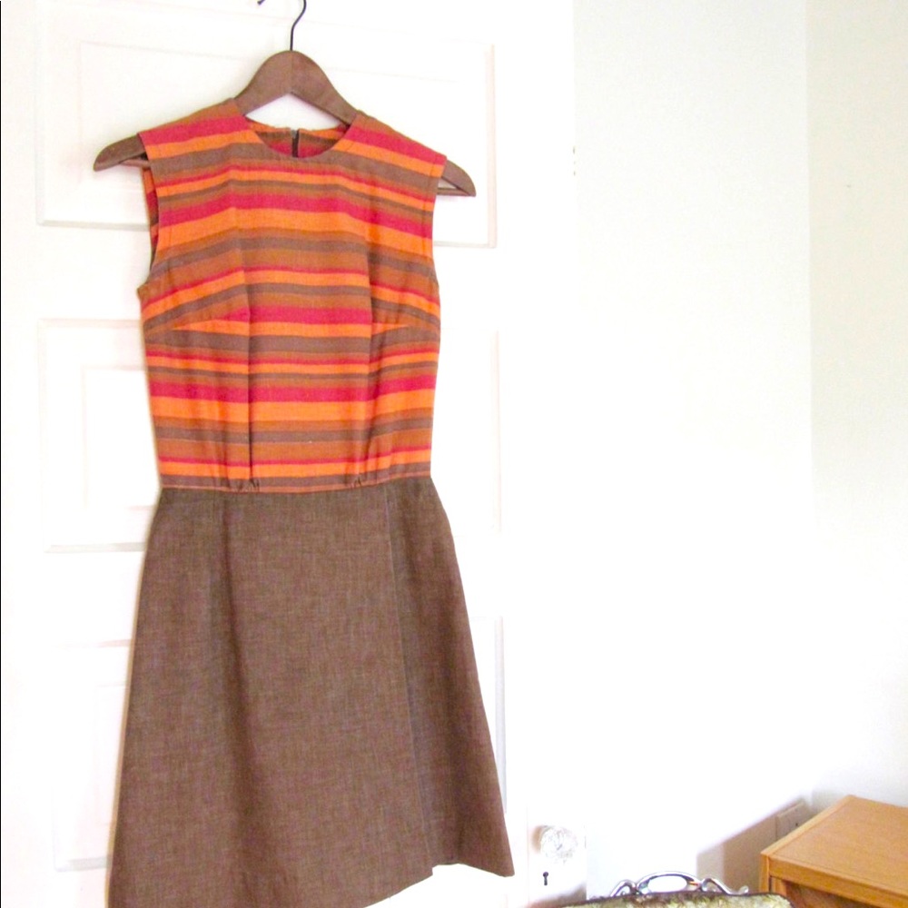 Vintage Romper -Striped - cutest outfit! - Brown Orange Red - XS